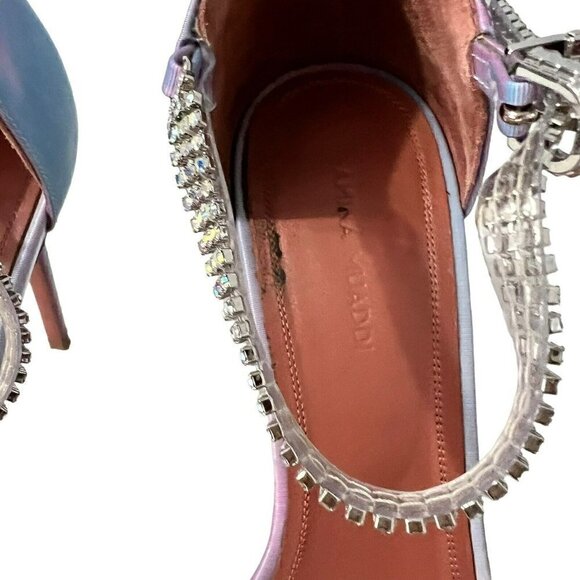 Amina Muaddi Ursina Crystal Embellished Sandal Heels Size 39.5 - Picture 7 of 9